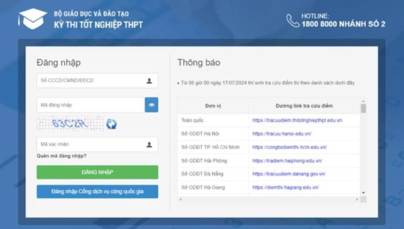 tra cứu điểm thi tốt nghiệp THPT 2025