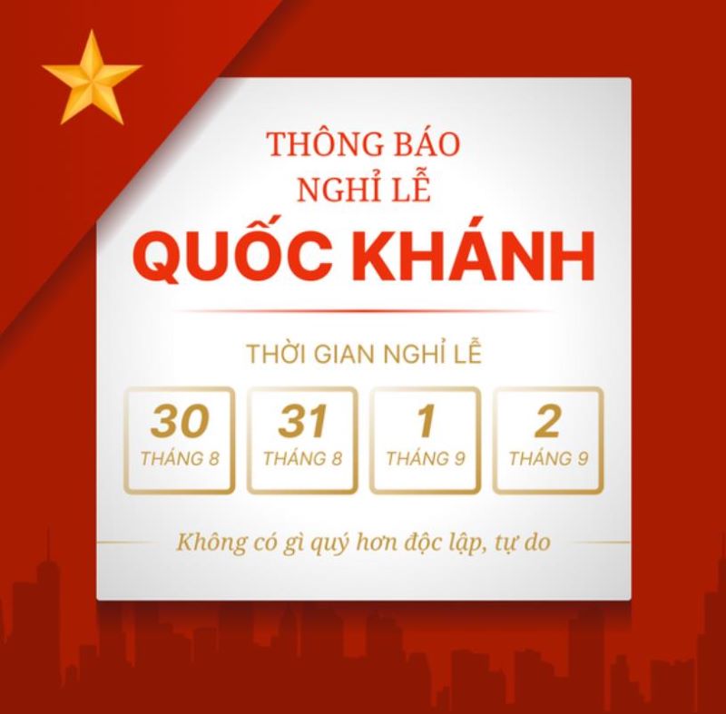 lịch nghỉ lễ 2 tháng 9